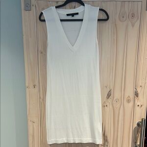 French Connection White V Neck Dress
